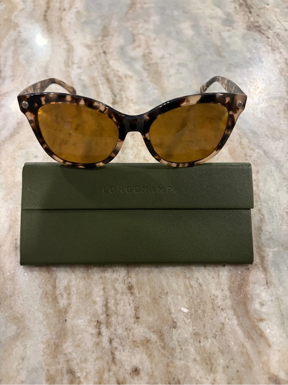 Longchamp Tortoiseshell Cat-Eye Glasses FRAME with branded case